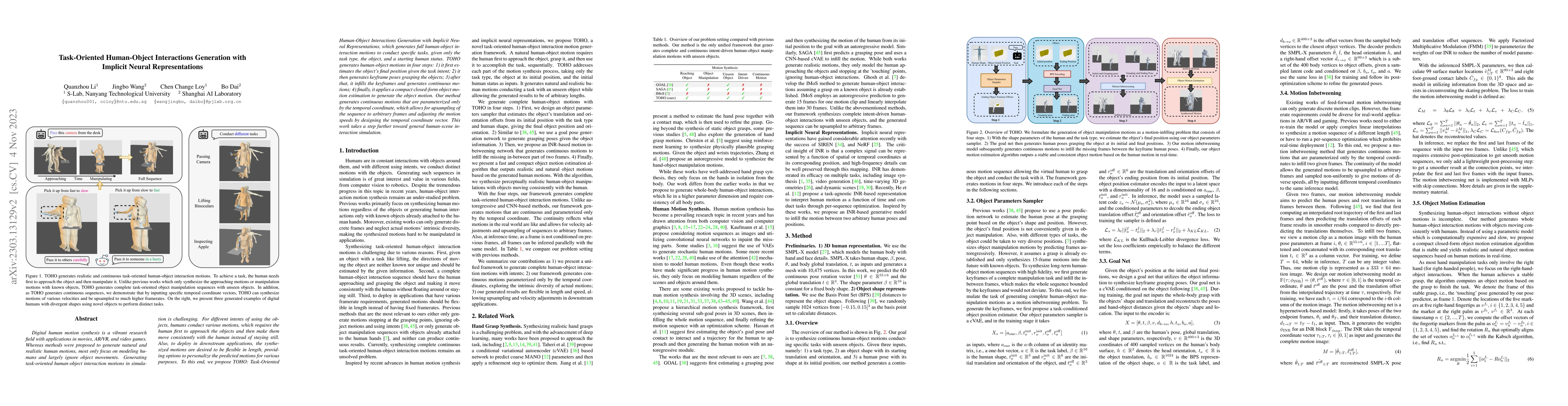 Thumbnail for Task-Oriented Human-Object Interactions Generation with Implicit Neural
  Representations