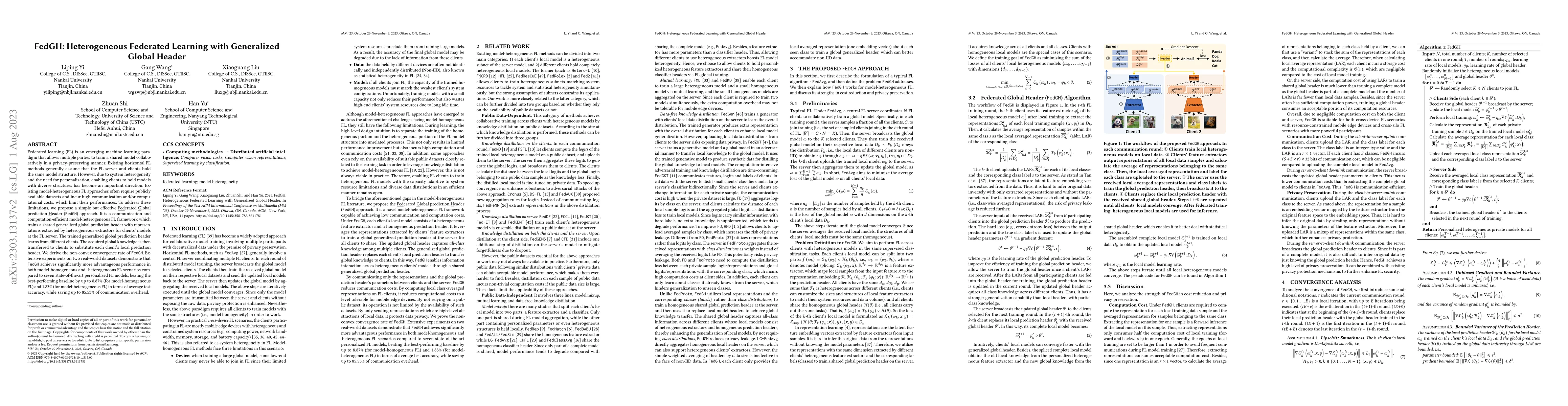 Thumbnail for FedGH: Heterogeneous Federated Learning with Generalized Global Header