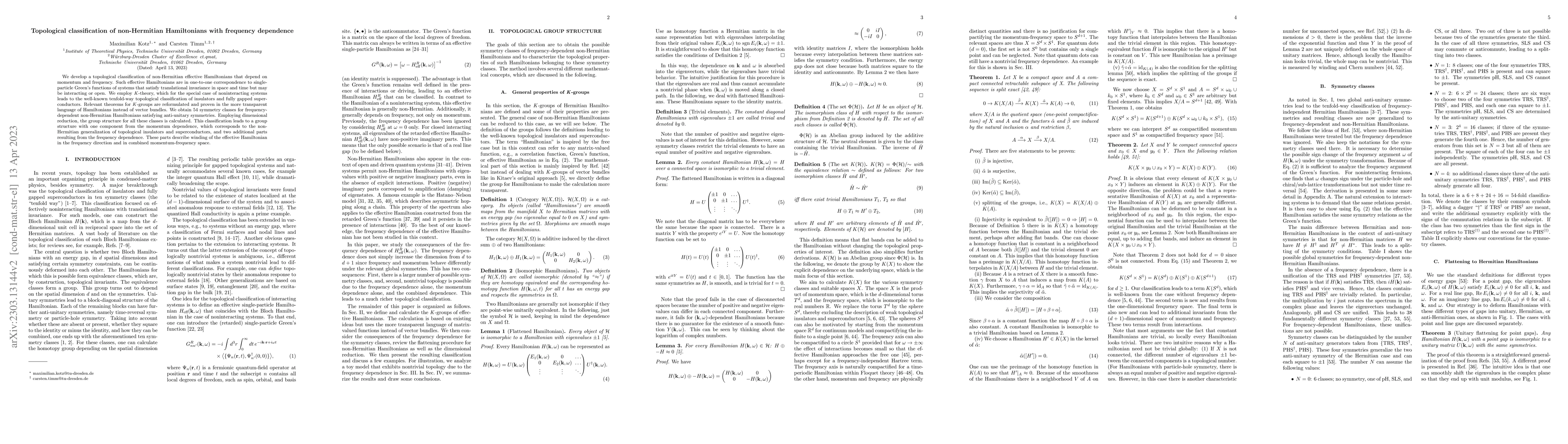 Thumbnail for Topological classification of non-Hermitian Hamiltonians with frequency
  dependence