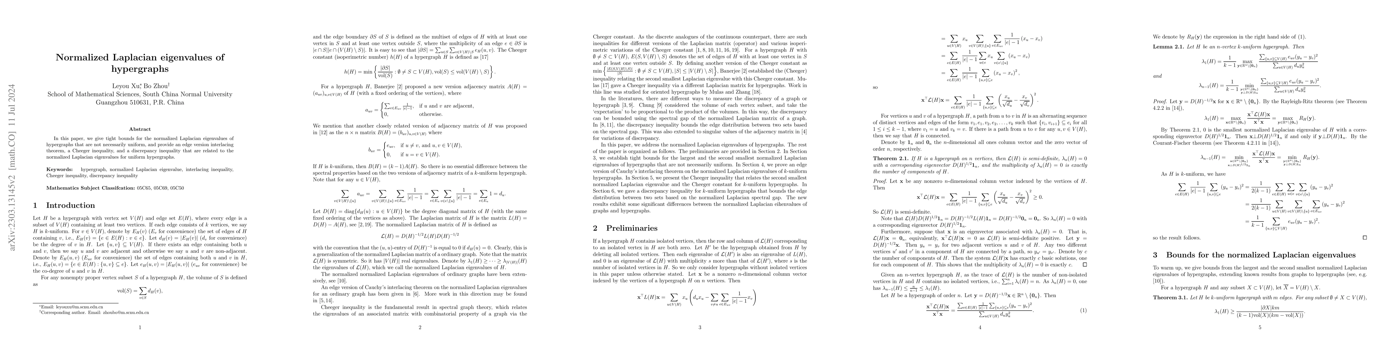 Thumbnail for Normalized Laplacian eigenvalues of hypergraphs
