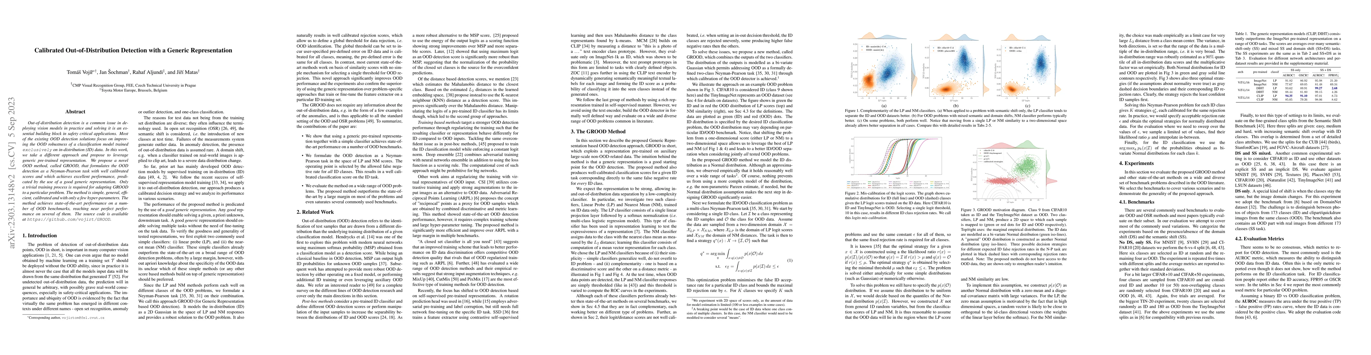 Thumbnail for Calibrated Out-of-Distribution Detection with a Generic Representation