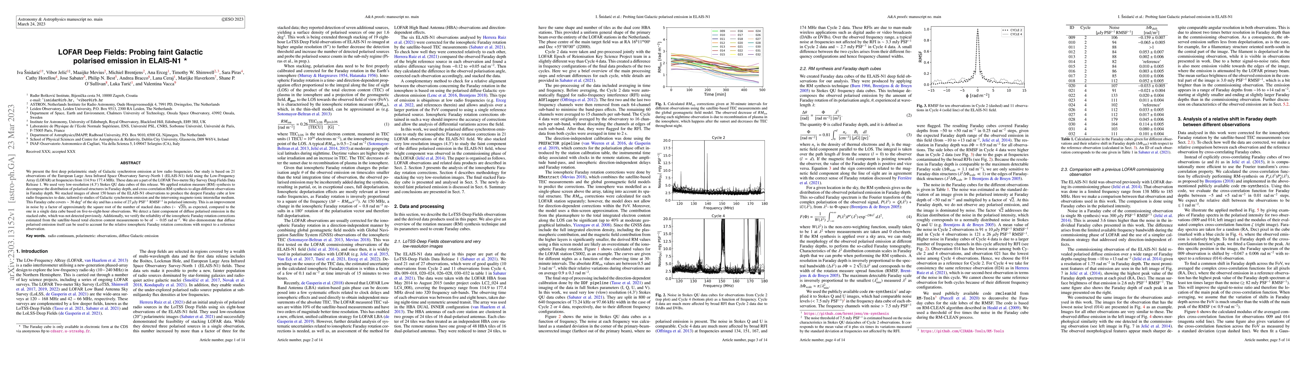 Thumbnail for LOFAR Deep Fields: Probing faint Galactic polarised emission in ELAIS-N1