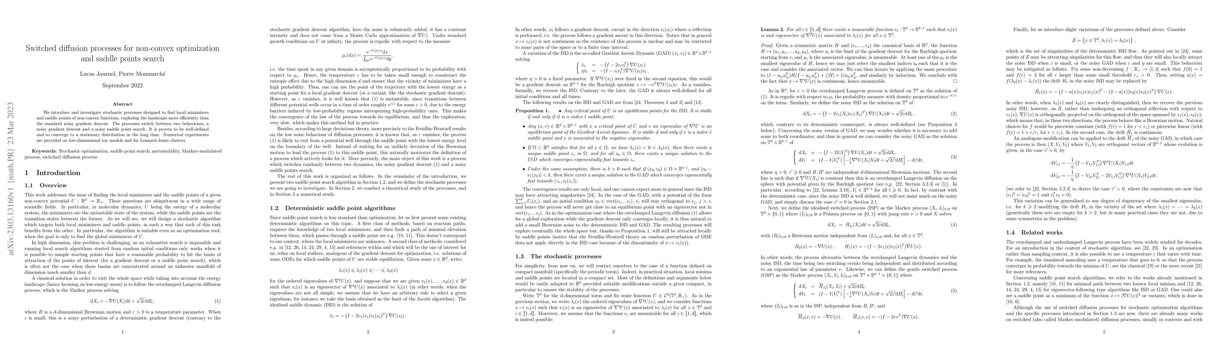 Thumbnail for Switched diffusion processes for non-convex optimization and saddle
  points search