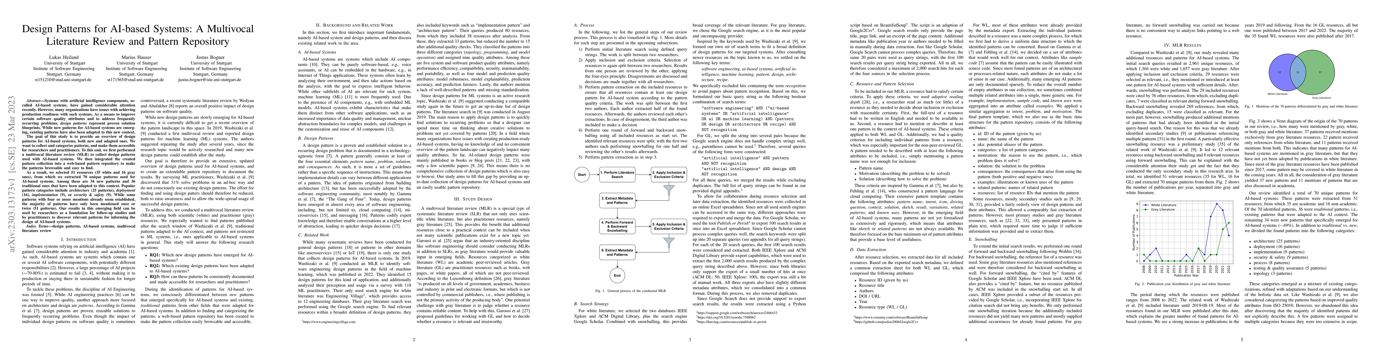 Thumbnail for Design Patterns for AI-based Systems: A Multivocal Literature Review and
  Pattern Repository