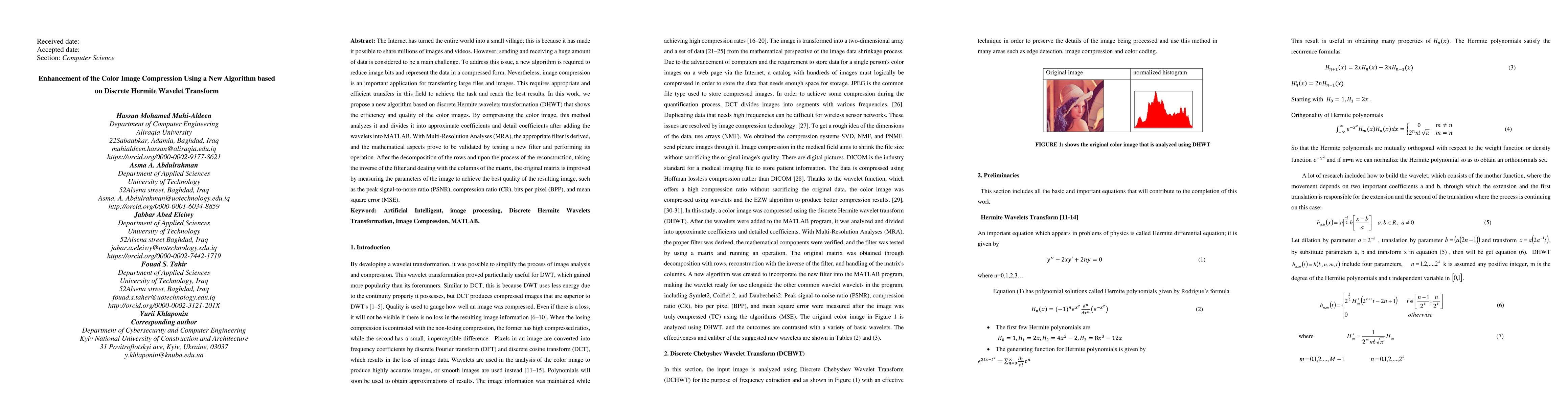 Thumbnail for Enhancement of theColor Image Compression Using a New Algorithm based on
  Discrete Hermite Wavelet Transform