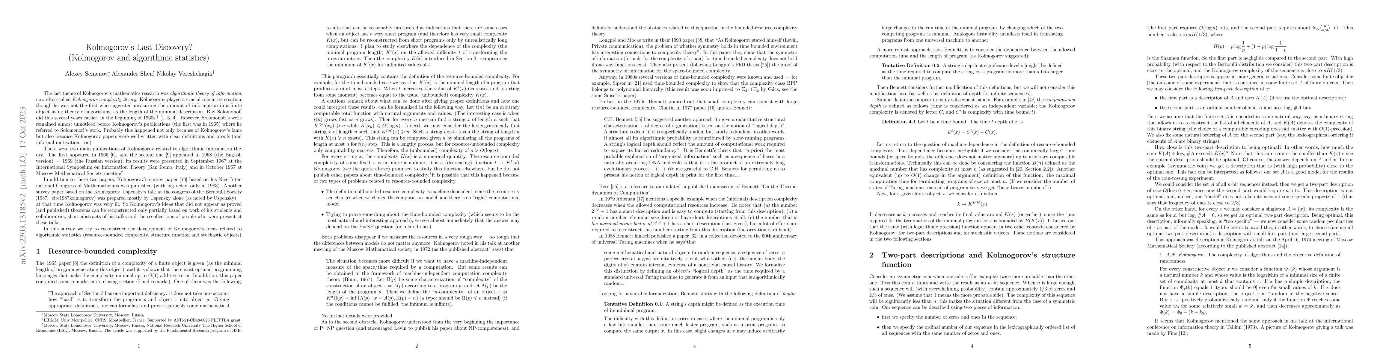 Thumbnail for Kolmogorov Last Discovery? (Kolmogorov and Algorithmic Statictics)