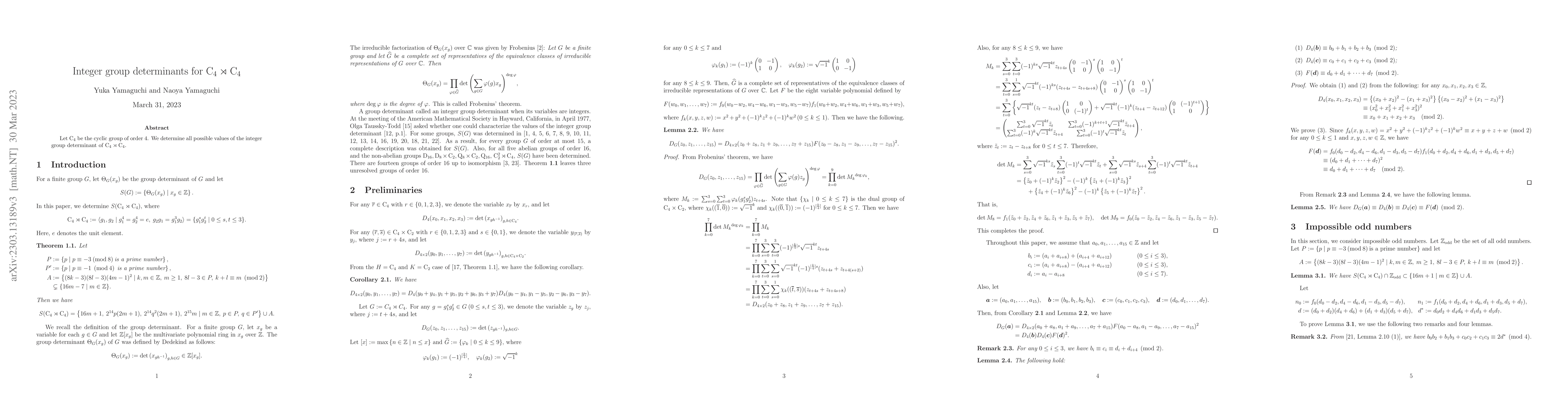 Thumbnail for Integer group determinants for ${\rm C}_{4} \rtimes {\rm C}_{4}$