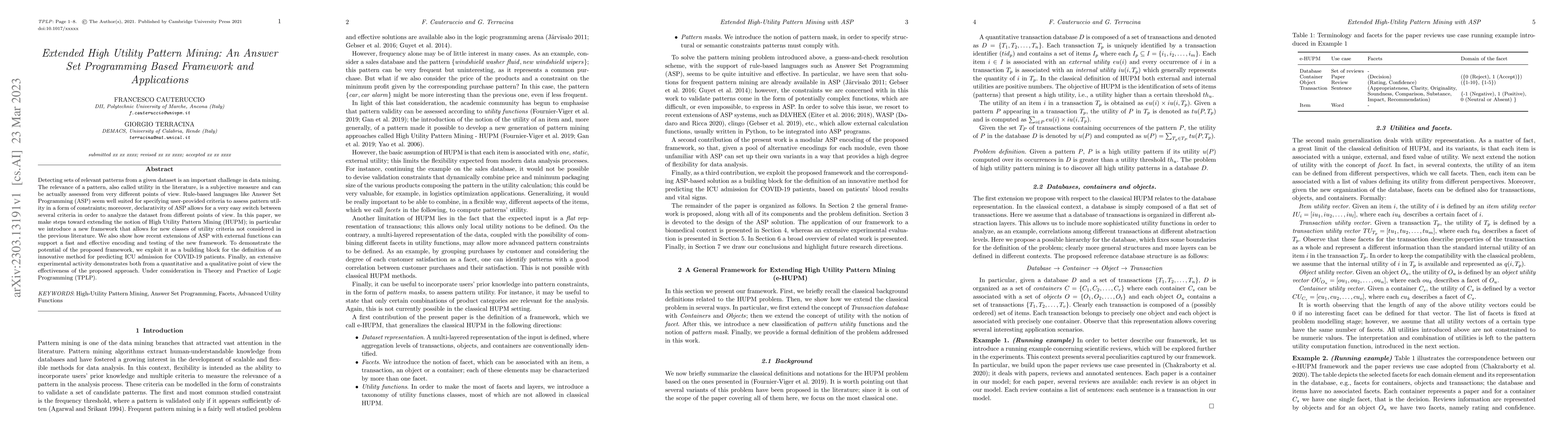 Thumbnail for Extended High Utility Pattern Mining: An Answer Set Programming Based
  Framework and Applications