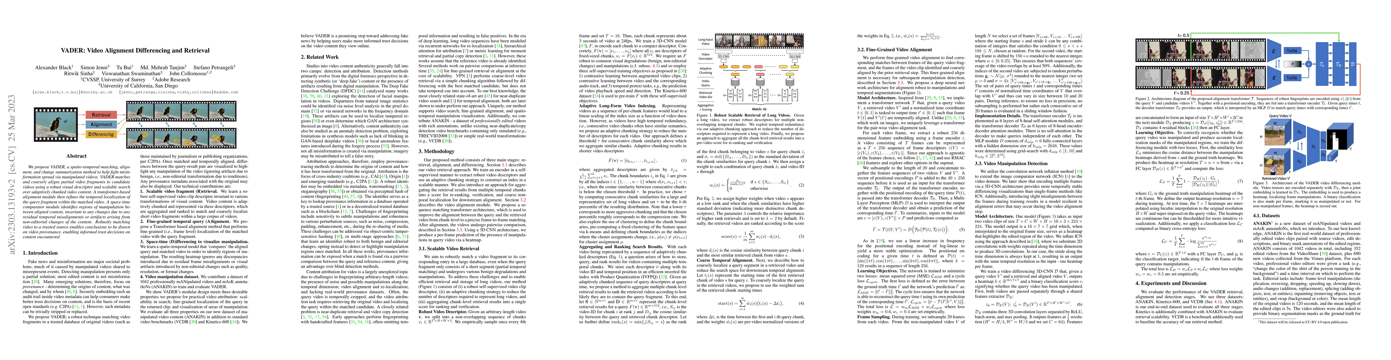 Thumbnail for VADER: Video Alignment Differencing and Retrieval