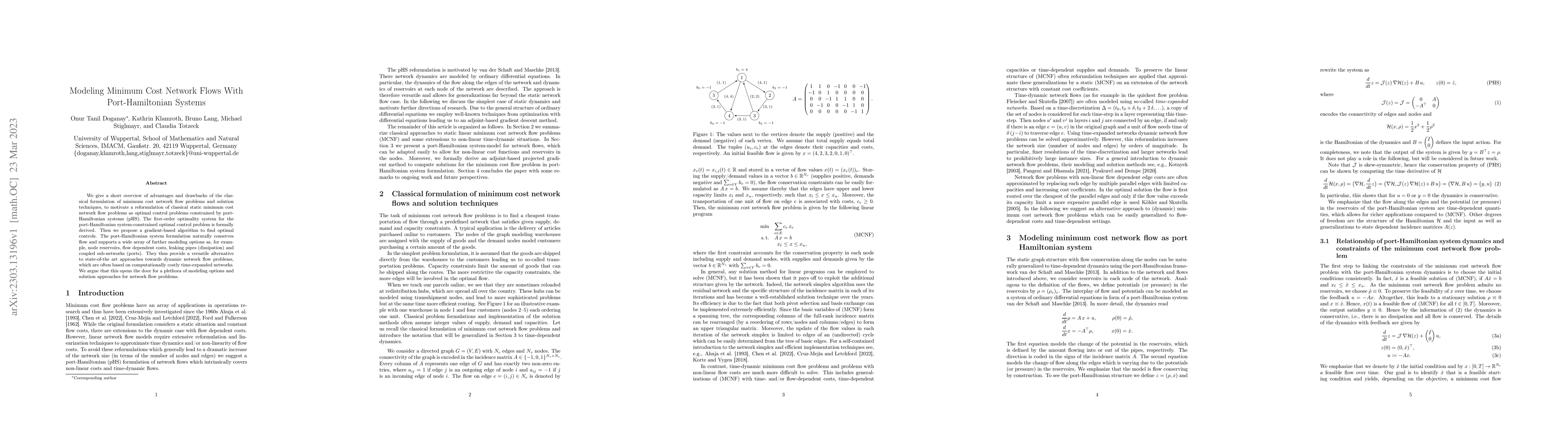 Thumbnail for Modeling Minimum Cost Network Flows With Port-Hamiltonian Systems