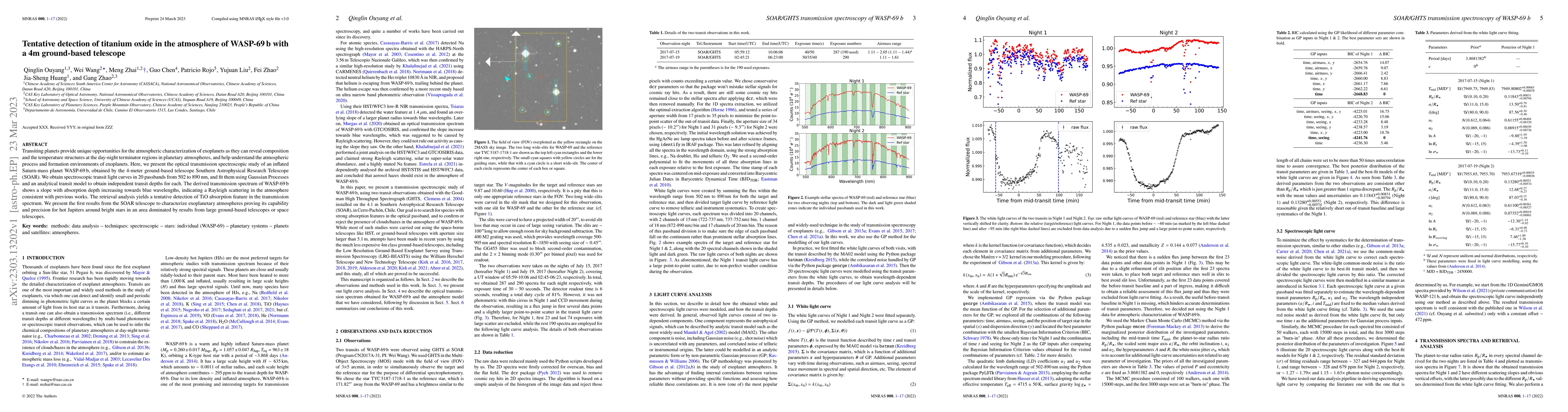 Thumbnail for Tentative detection of titanium oxide in the atmosphere of WASP-69 b
  with a 4m ground-based telescope