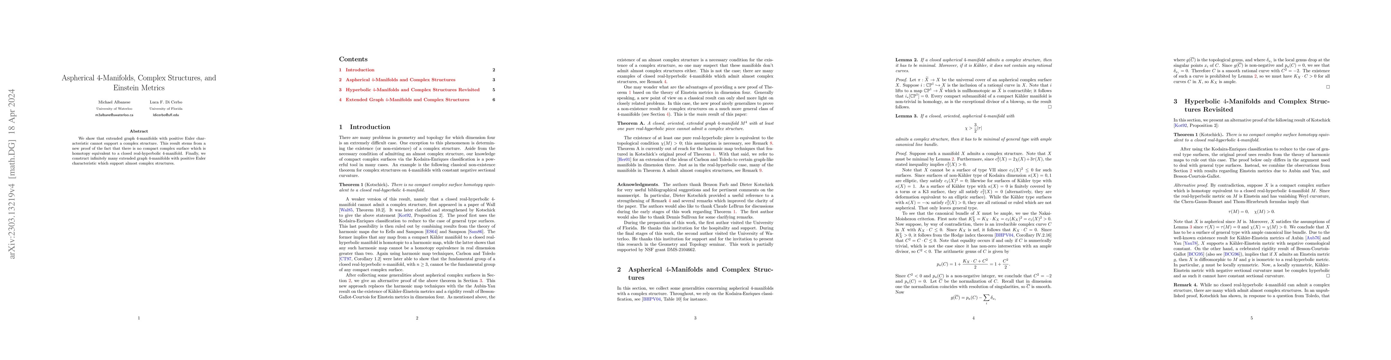 Thumbnail for Aspherical 4-Manifolds, Complex Structures, and Einstein Metrics