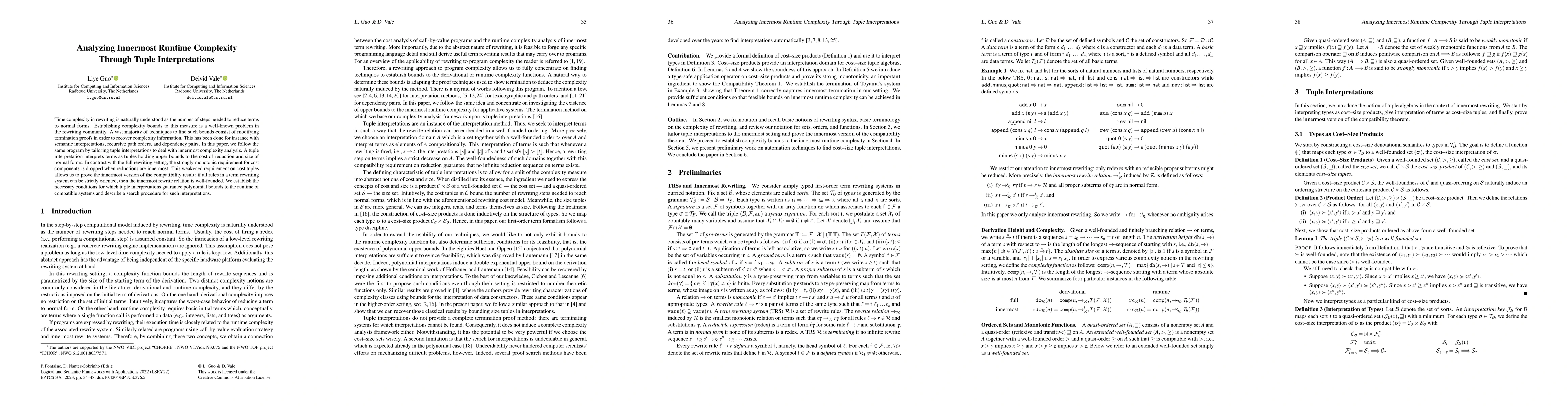 Thumbnail for Analyzing Innermost Runtime Complexity Through Tuple Interpretations
