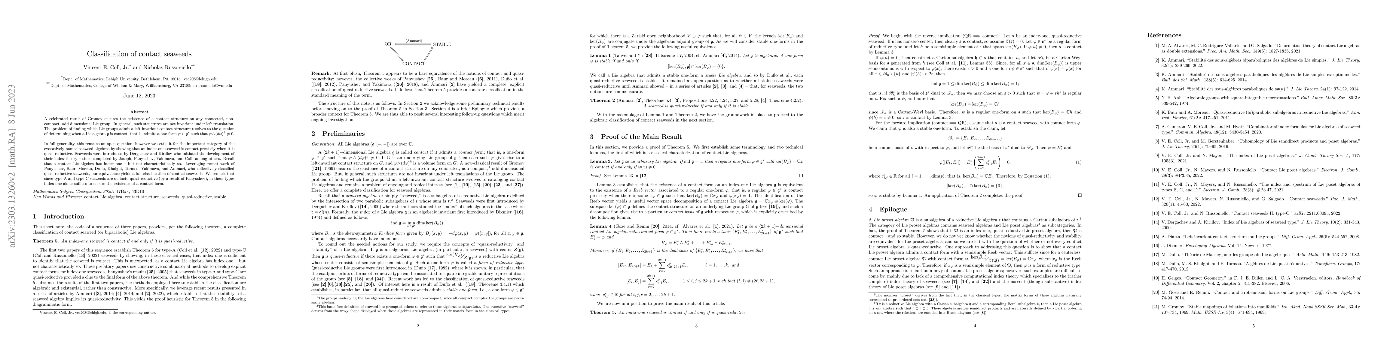 Thumbnail for Classification of contact seaweeds