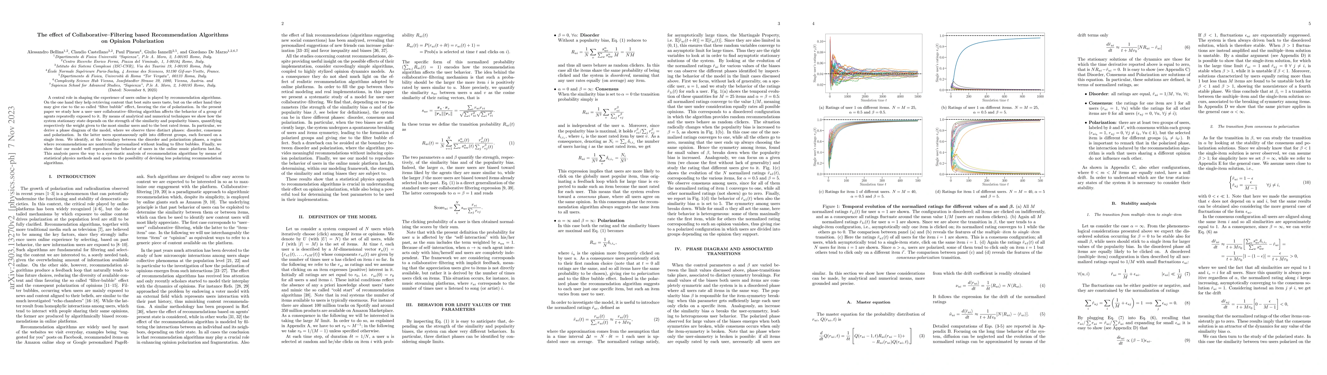 Thumbnail for The effect of Collaborative-Filtering based Recommendation Algorithms on
  Opinion Polarization