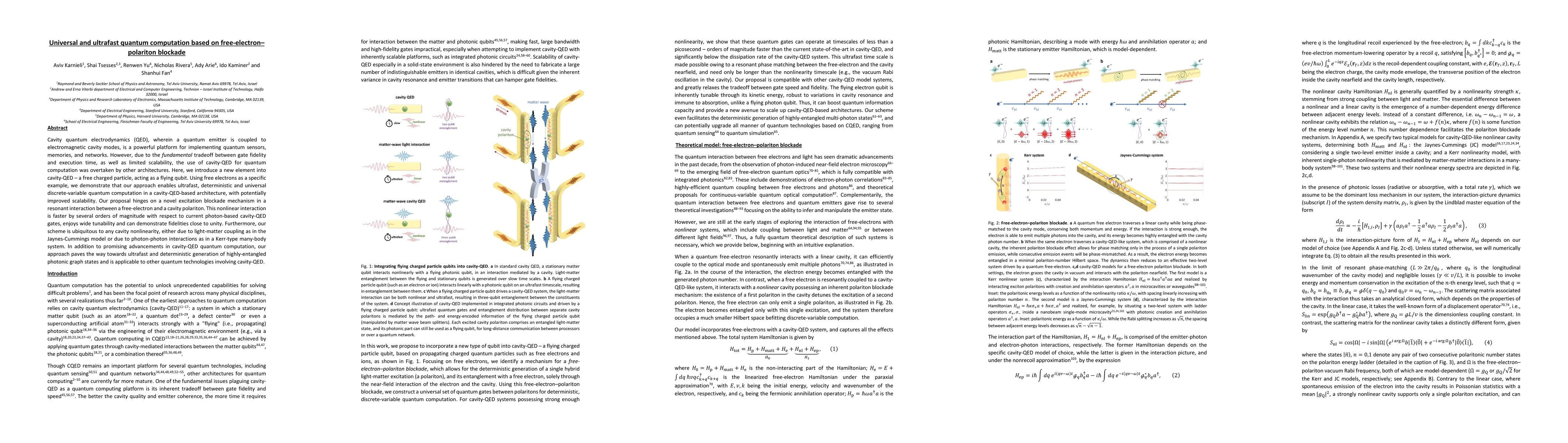Thumbnail for Universal and ultrafast quantum computation based on
  free-electron-polariton blockade