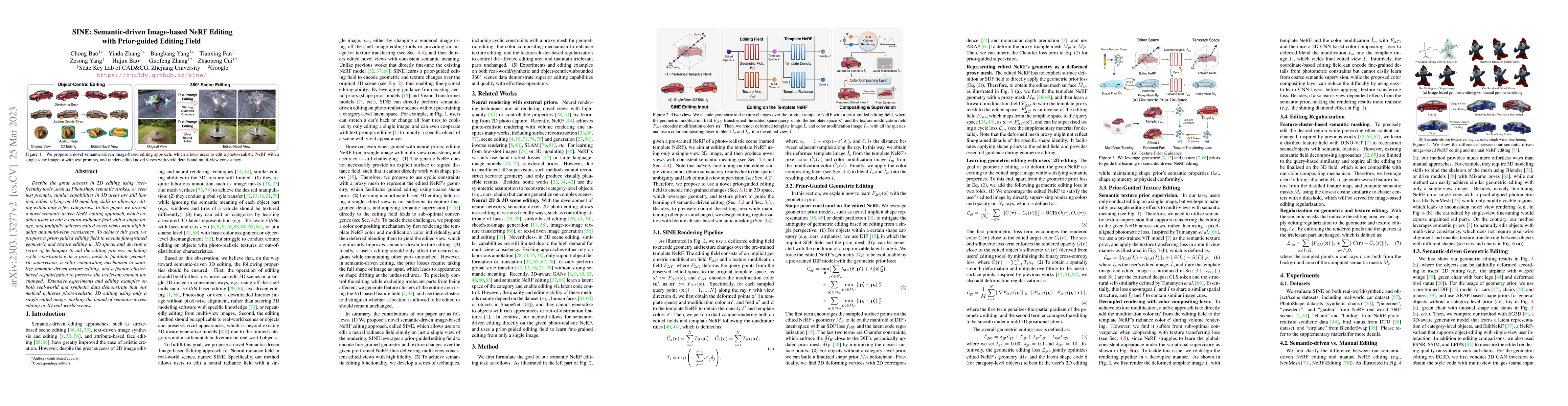 Thumbnail for SINE: Semantic-driven Image-based NeRF Editing with Prior-guided Editing
  Field