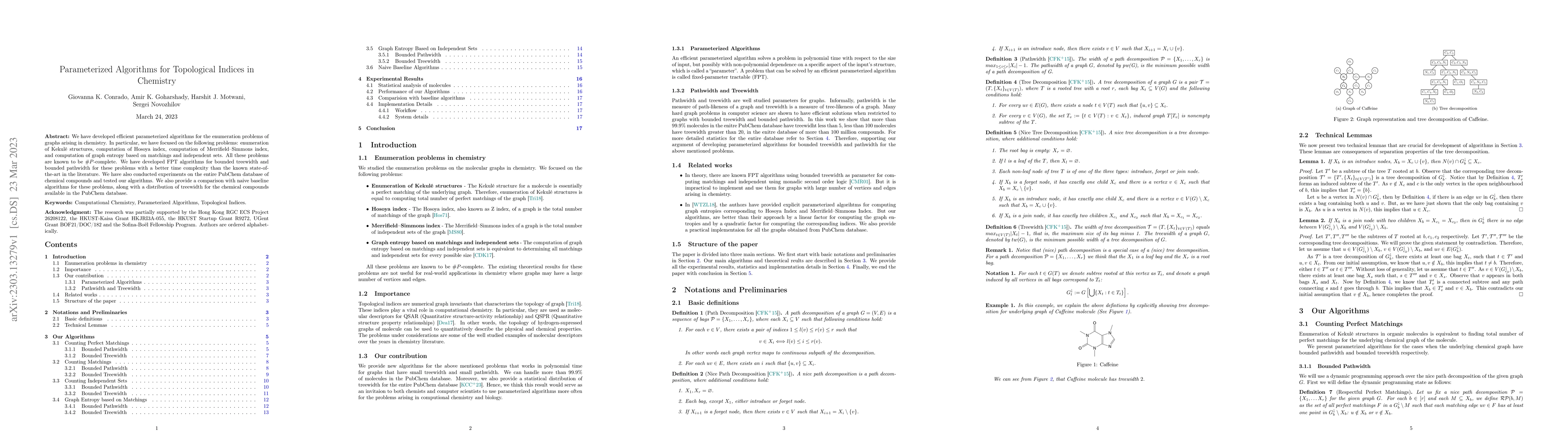 Thumbnail for Parameterized Algorithms for Topological Indices in Chemistry