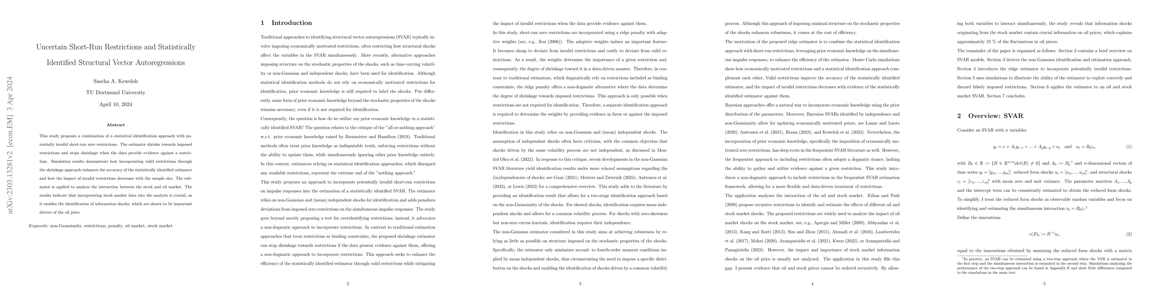 Thumbnail for Uncertain Short-Run Restrictions and Statistically Identified Structural
  Vector Autoregressions