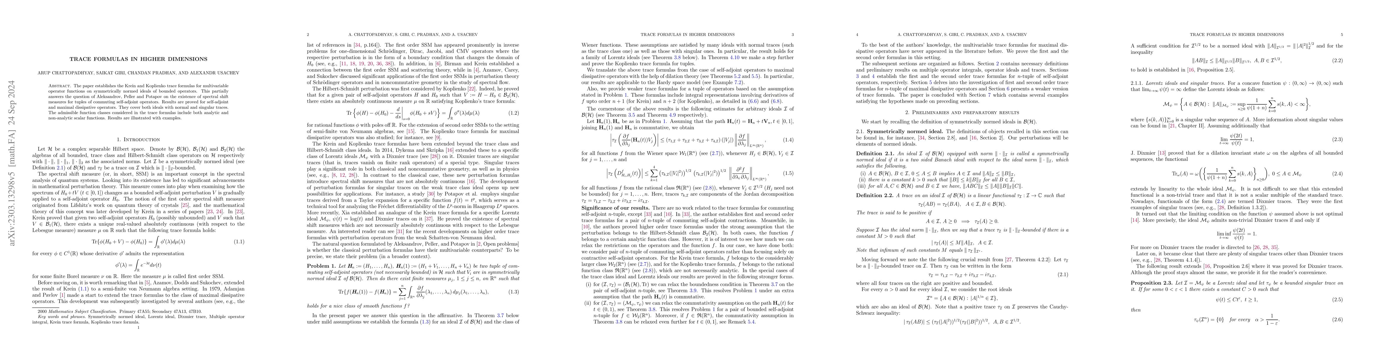 Thumbnail for Krein and Koplienko trace formulas on normed ideals in several variables