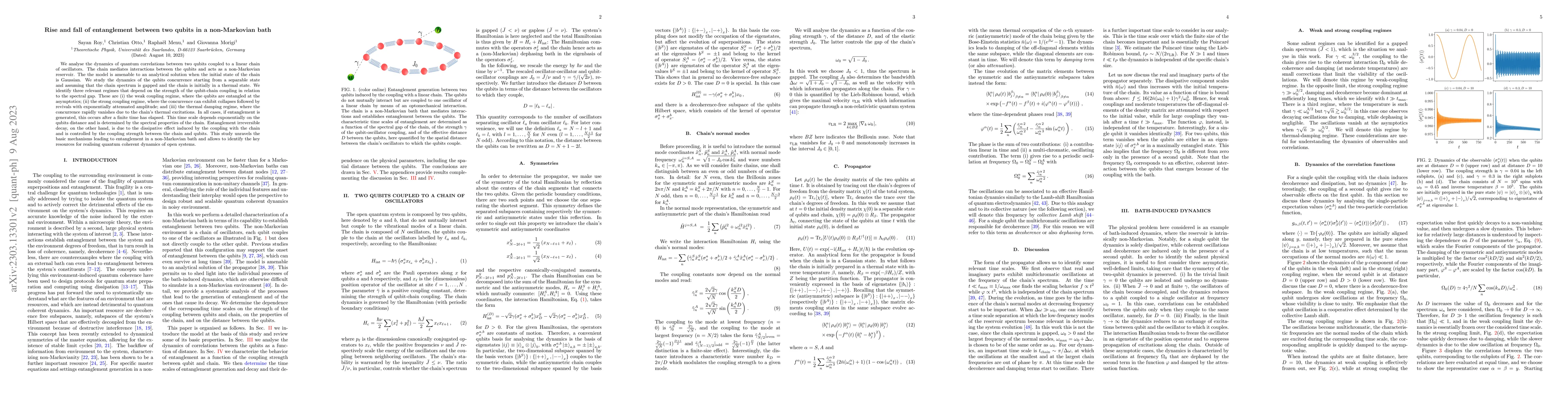 Thumbnail for Rise and fall of entanglement between two qubits in a non-Markovian bath