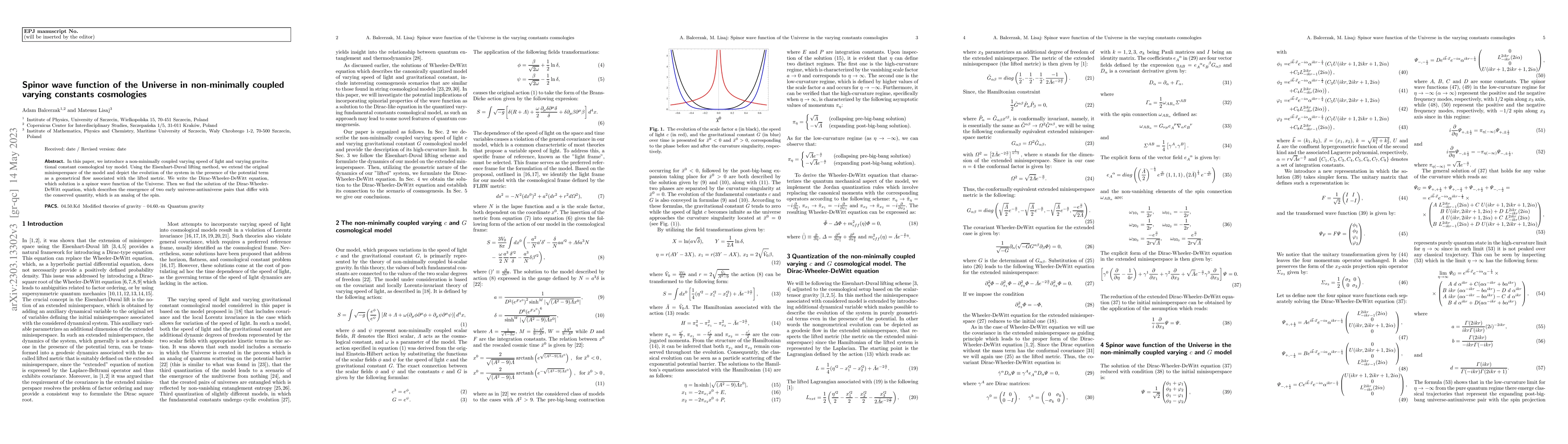 Thumbnail for Spinor wave function of the Universe in non-minimally coupled varying
  constants cosmologies