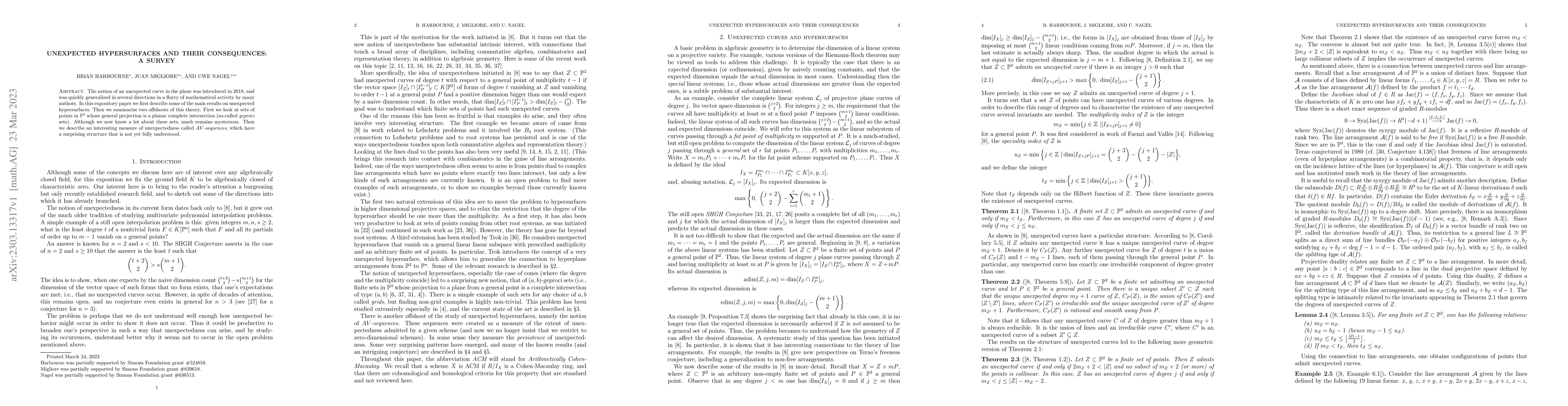 Thumbnail for Unexpected hypersurfaces and their consequences: A Survey