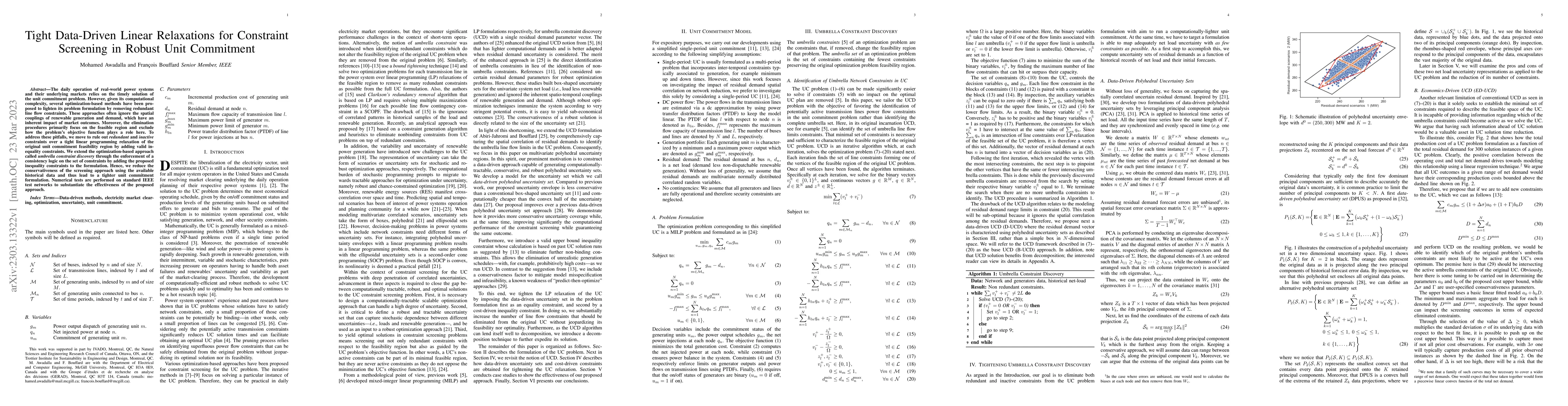 Thumbnail for Tight Data-Driven Linear Relaxations for Constraint Screening in Robust
  Unit Commitment