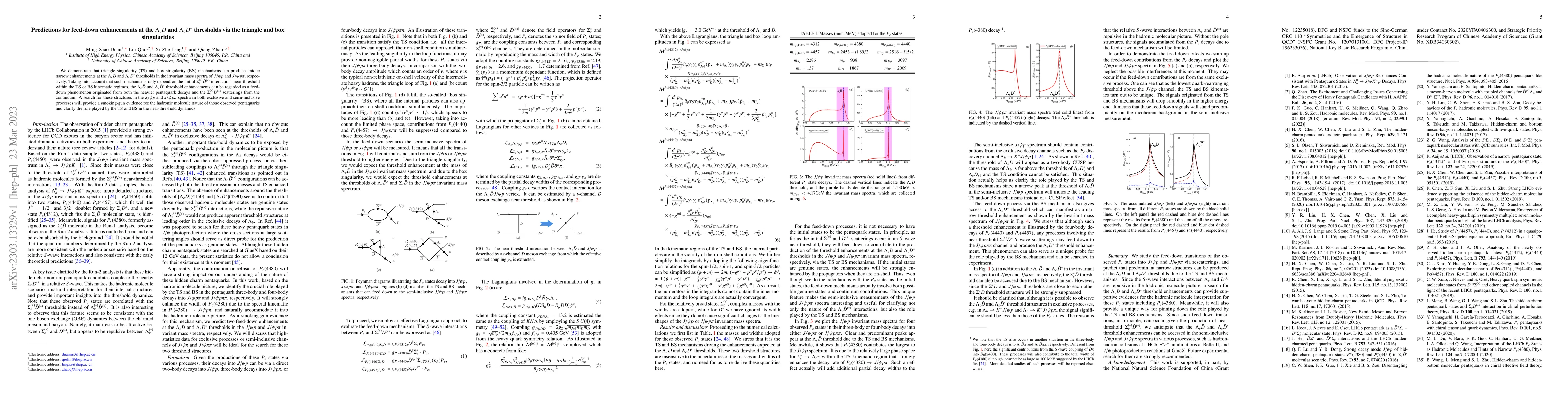 Thumbnail for Predictions for feed-down enhancements at the $\Lambda_c \bar{D}$ and
  $\Lambda_c \bar{D}^*$ thresholds via the triangle and box singularities