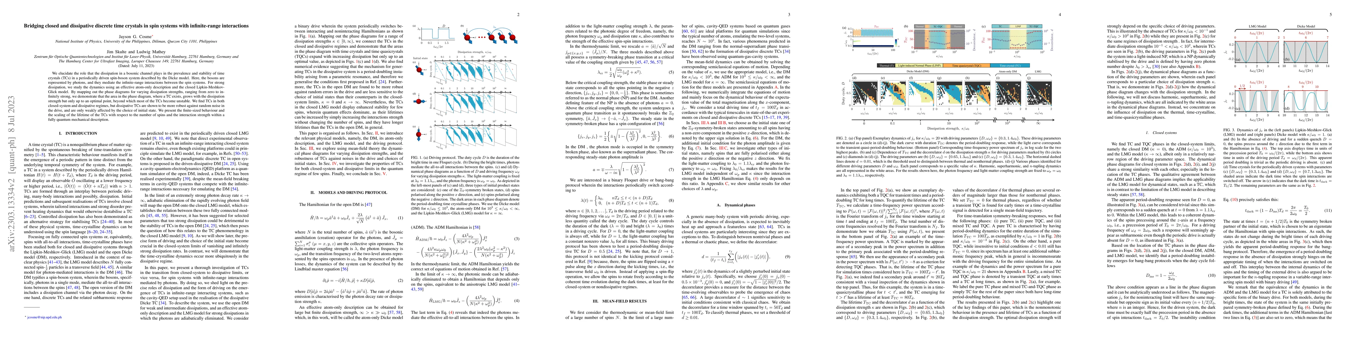 Thumbnail for Bridging closed and dissipative discrete time crystals in spin systems
  with infinite-range interactions