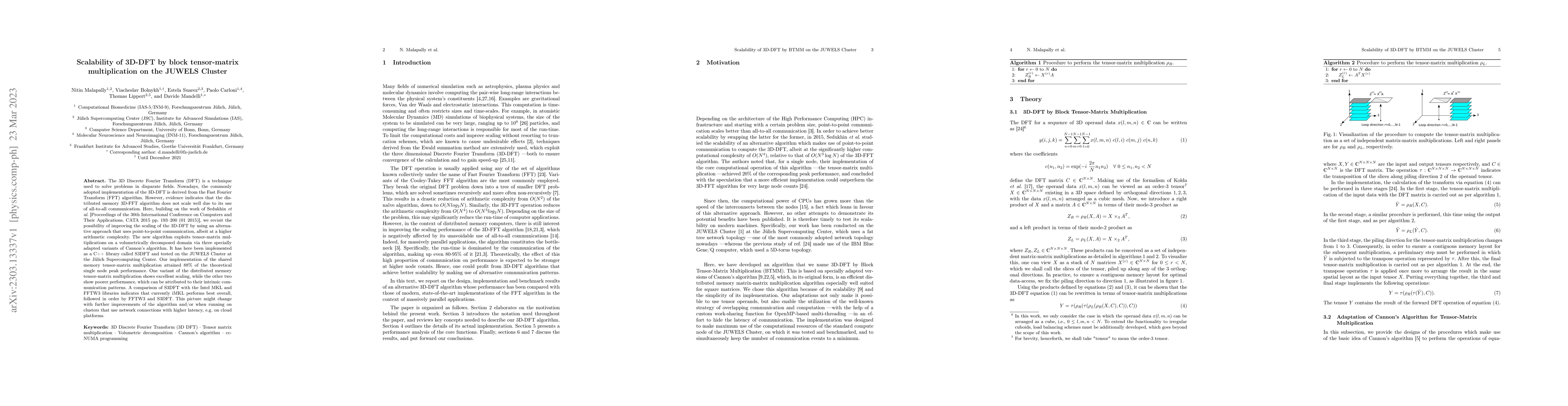 Thumbnail for Scalability of 3D-DFT by block tensor-matrix multiplication on the
  JUWELS Cluster