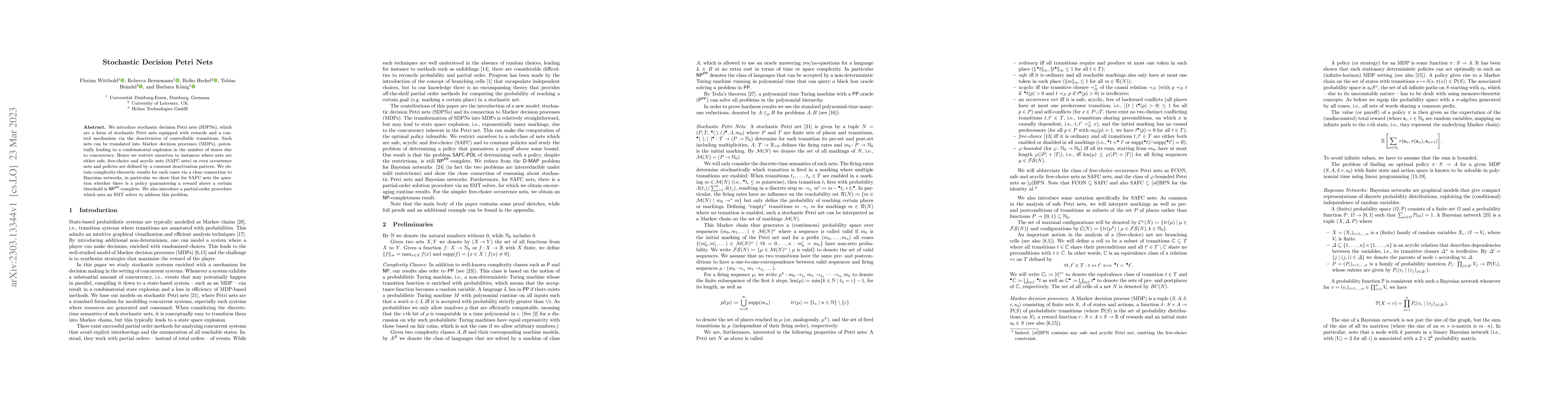 Thumbnail for Stochastic Decision Petri Nets