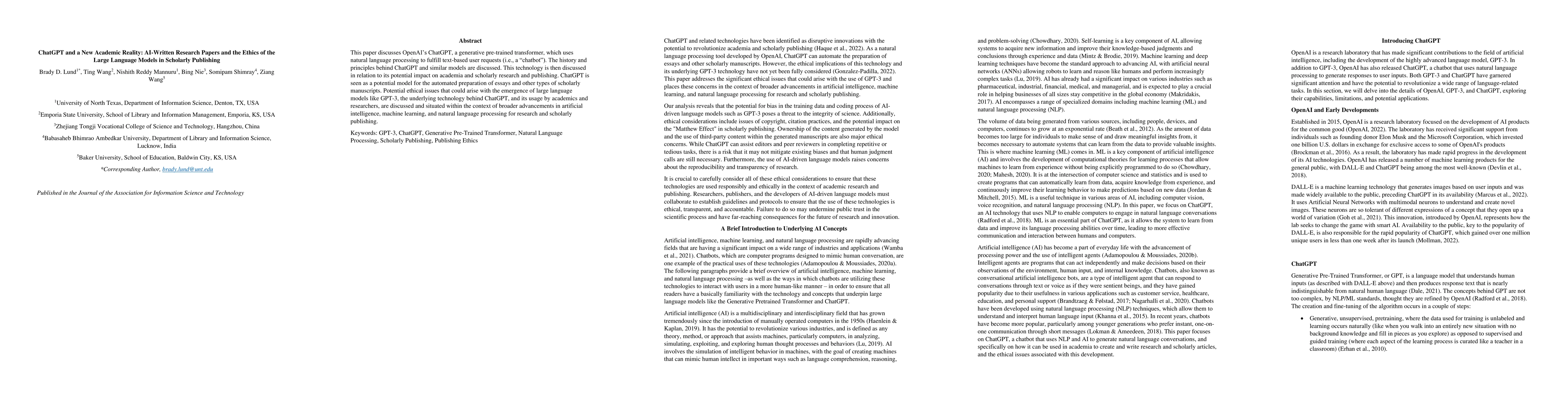 Thumbnail for ChatGPT and a New Academic Reality: Artificial Intelligence-Written
  Research Papers and the Ethics of the Large Language Models in Scholarly
  Publishing