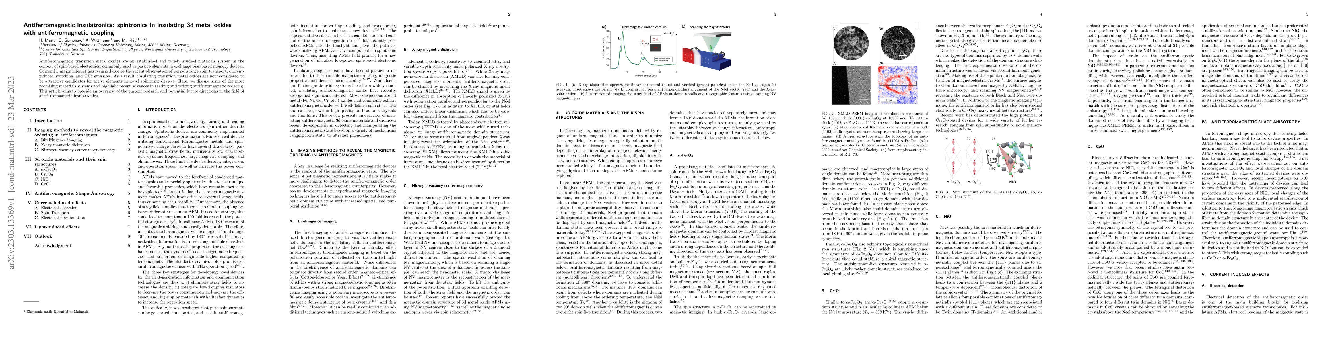 Thumbnail for Antiferromagnetic insulatronics: spintronics in insulating 3d metal
  oxides with antiferromagnetic coupling