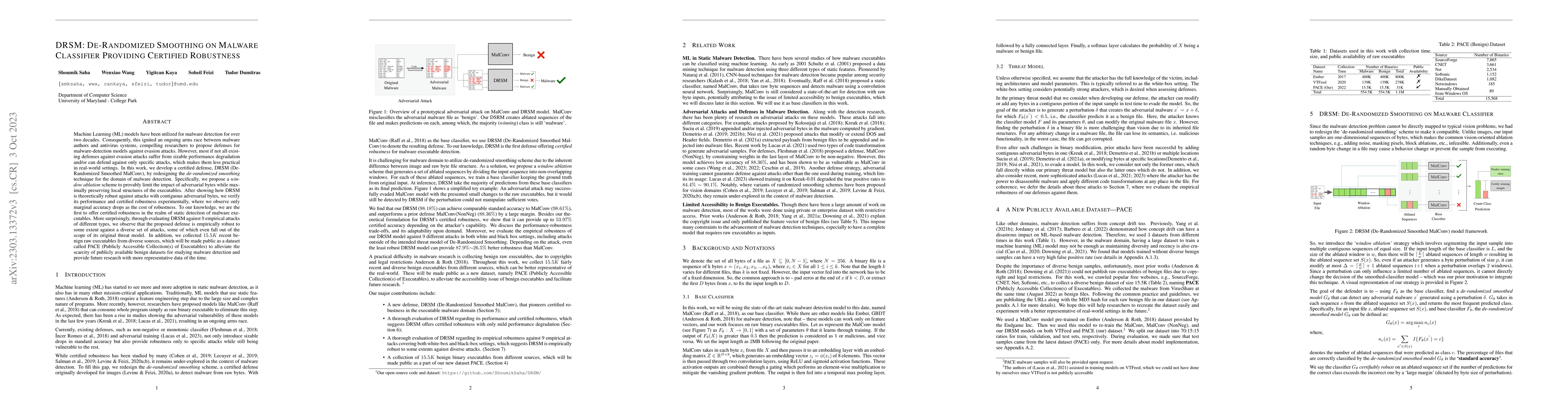 Thumbnail for DRSM: De-Randomized Smoothing on Malware Classifier Providing Certified
  Robustness
