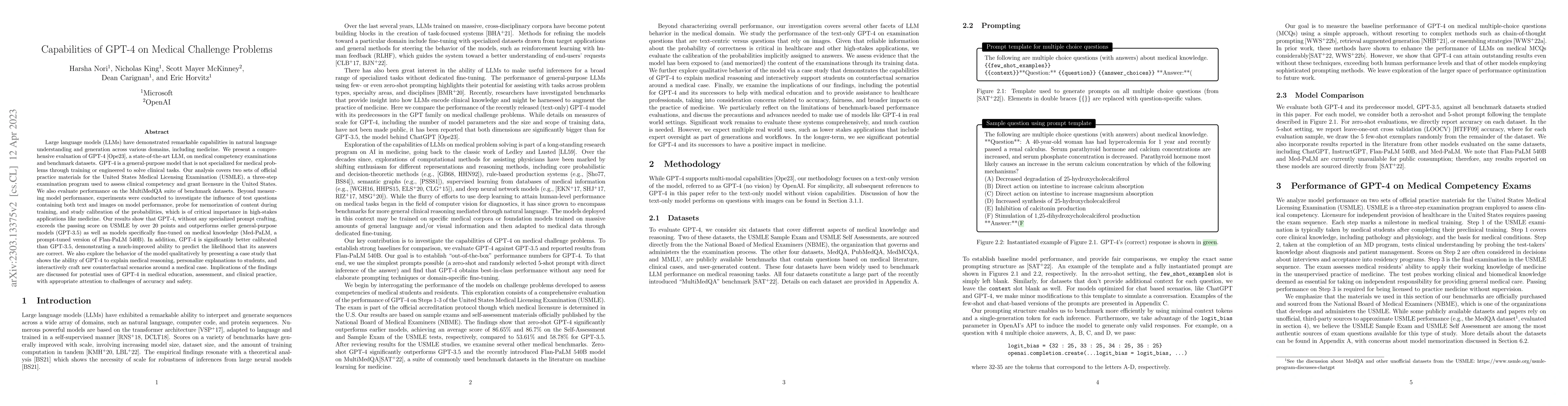 Thumbnail for Capabilities of GPT-4 on Medical Challenge Problems