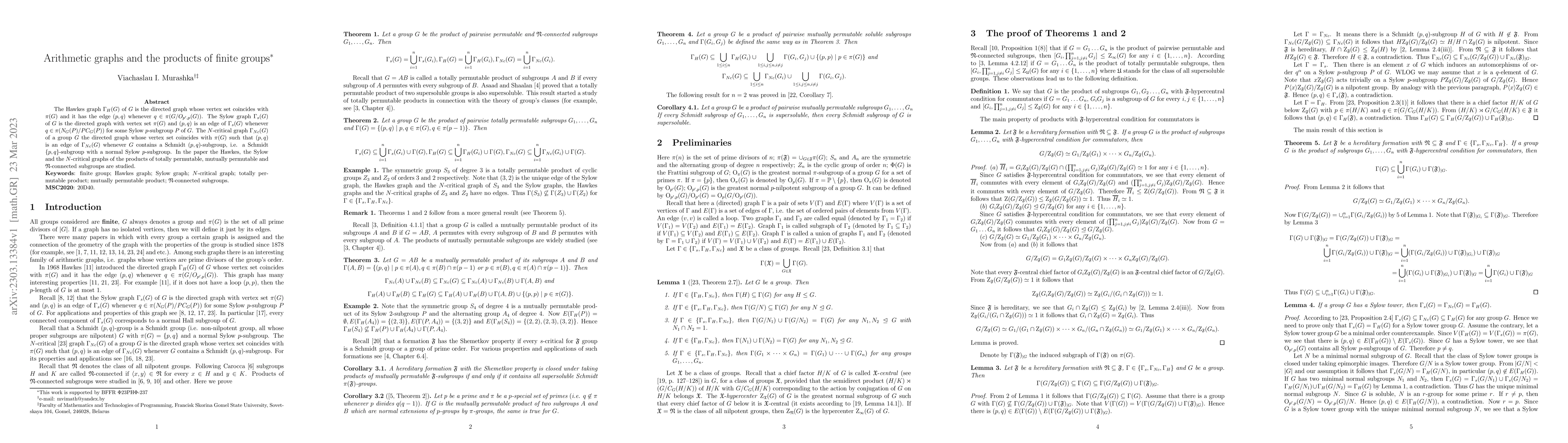 Thumbnail for Arithmetic graphs and the products of finite groups