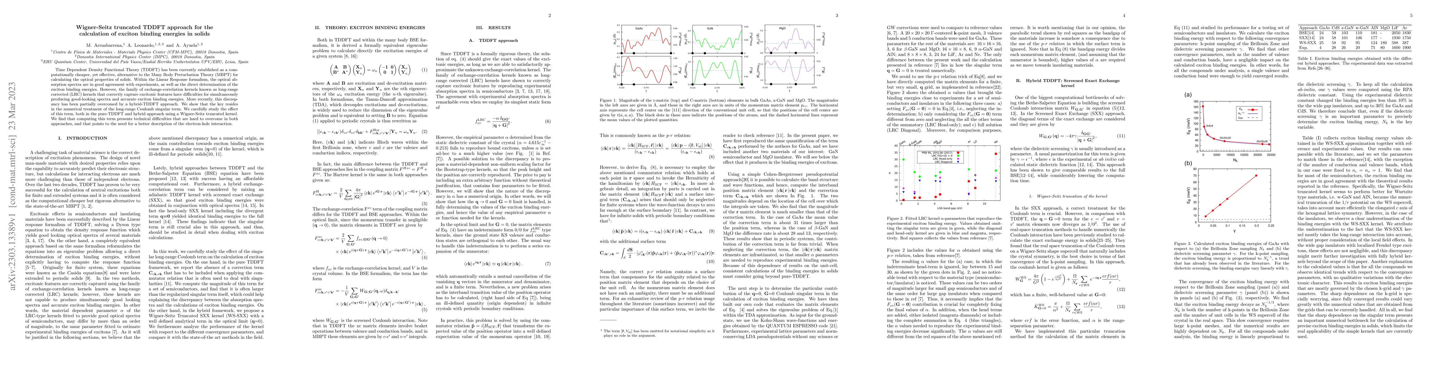 Thumbnail for Wigner-Seitz truncated TDDFT approach for the calculation of exciton
  binding energies in solids