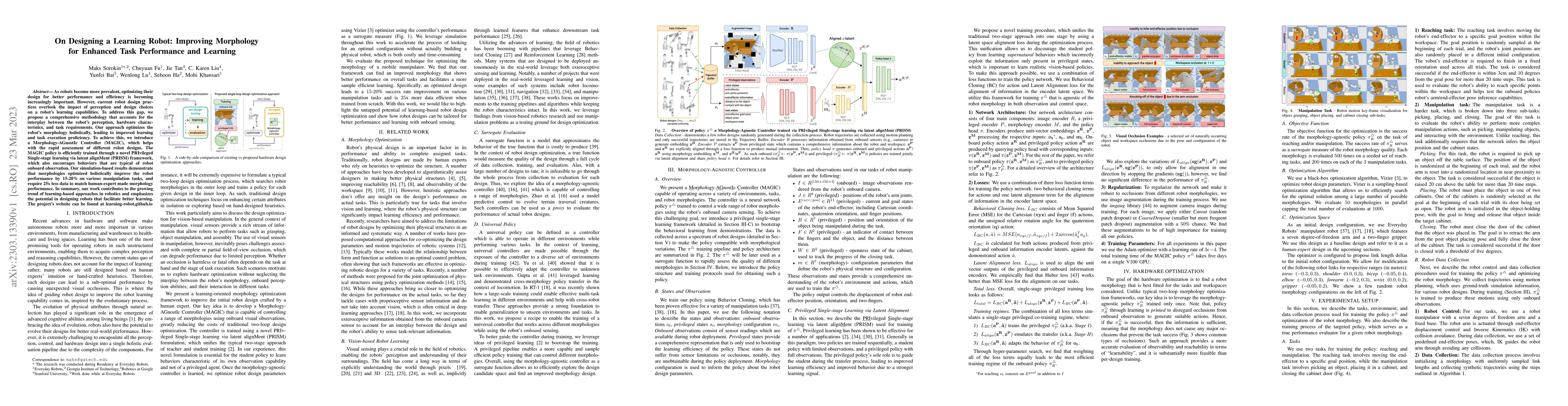 Thumbnail for On Designing a Learning Robot: Improving Morphology for Enhanced Task
  Performance and Learning