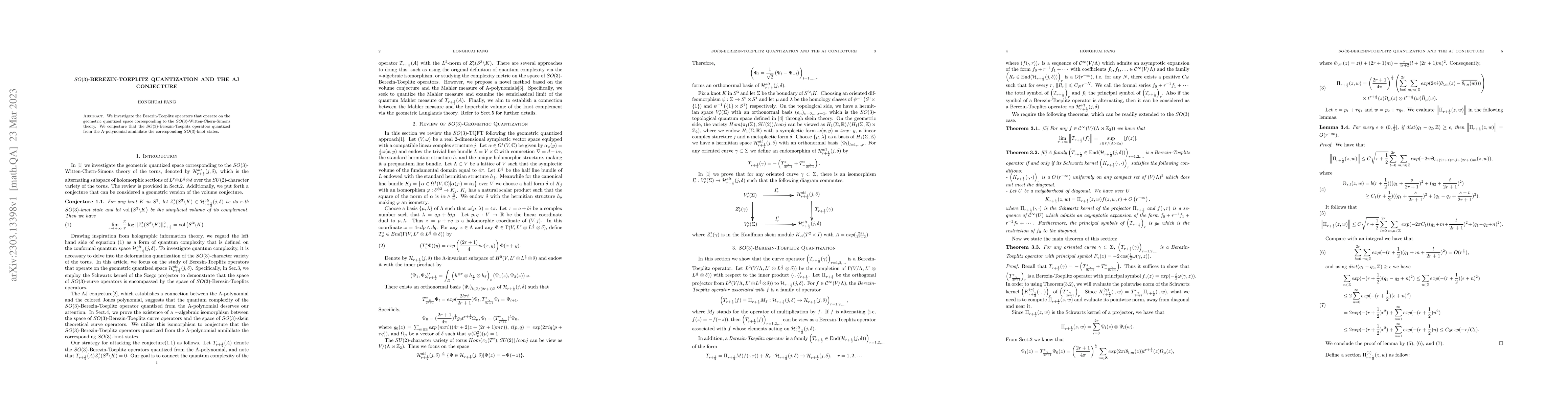 Thumbnail for $SO(3)$-Berezin-Toeplitz quantization and the AJ conjecture