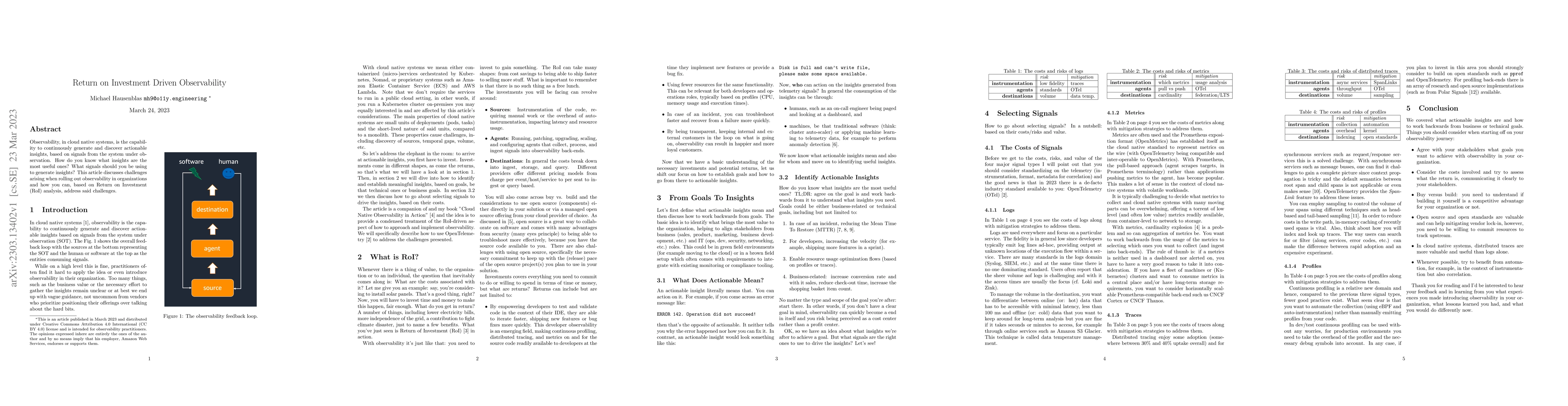 Thumbnail for Return on Investment Driven Observability