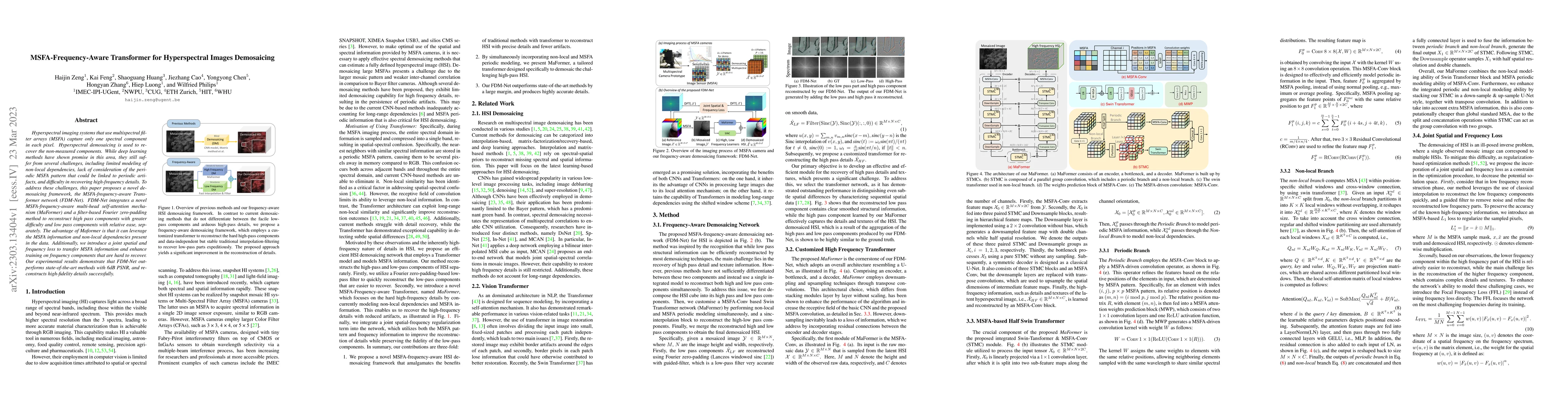 Thumbnail for MSFA-Frequency-Aware Transformer for Hyperspectral Images Demosaicing