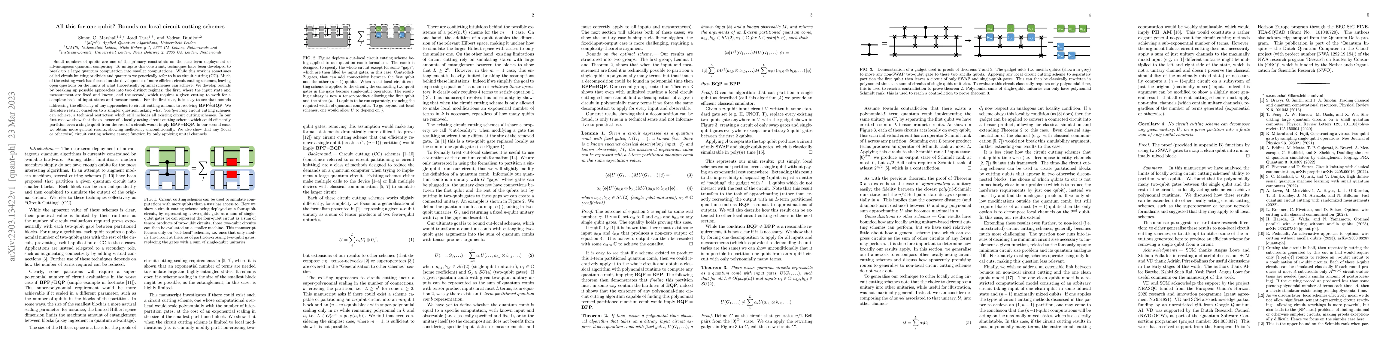 Thumbnail for All this for one qubit? Bounds on local circuit cutting schemes