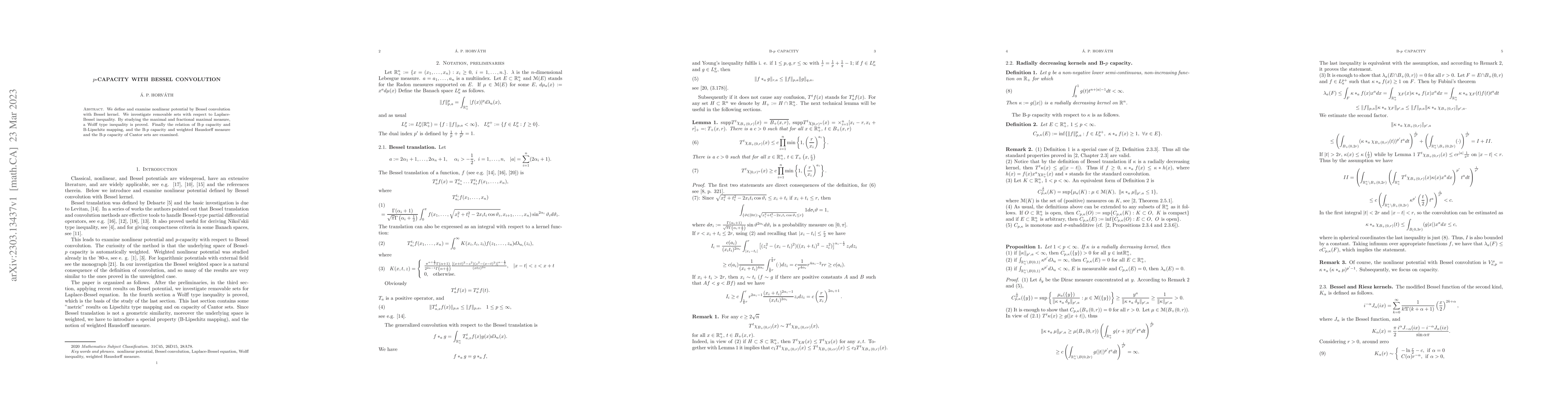 Thumbnail for $p$-capacity with Bessel convolution