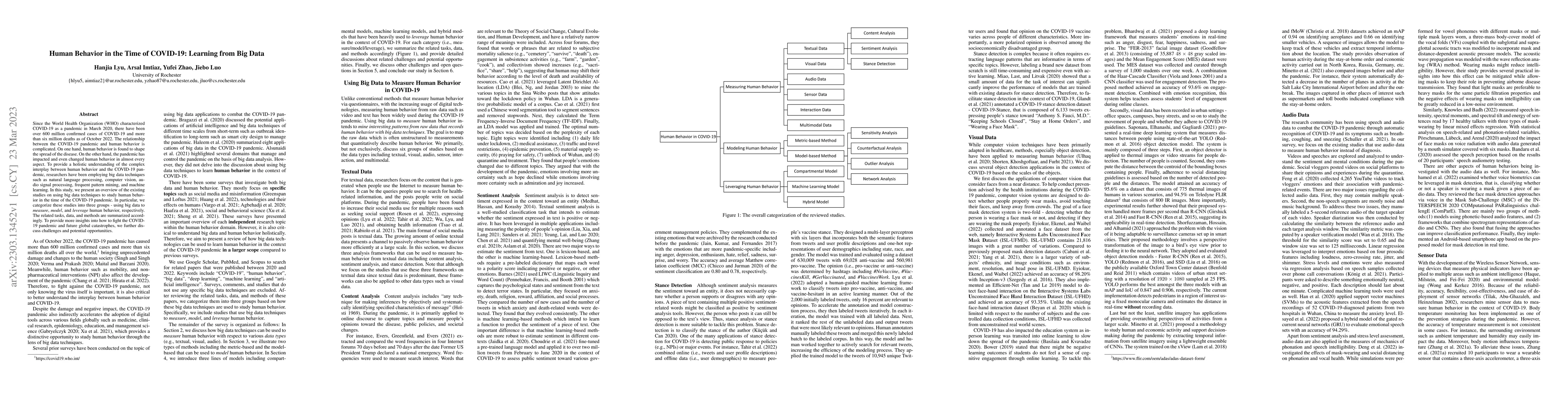 Thumbnail for Human Behavior in the Time of COVID-19: Learning from Big Data