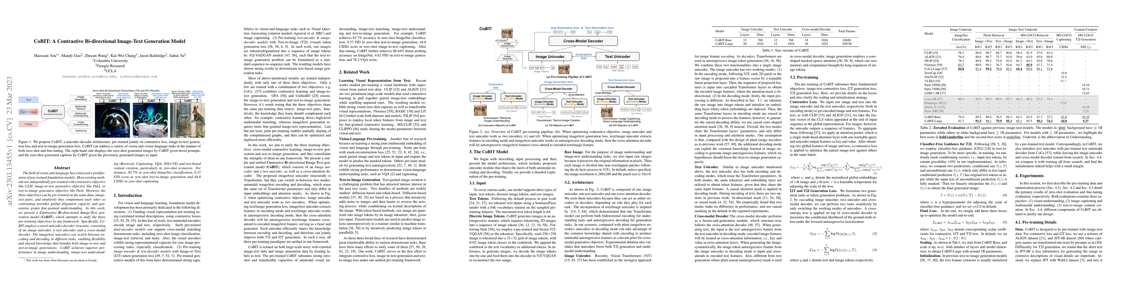 Thumbnail for CoBIT: A Contrastive Bi-directional Image-Text Generation Model