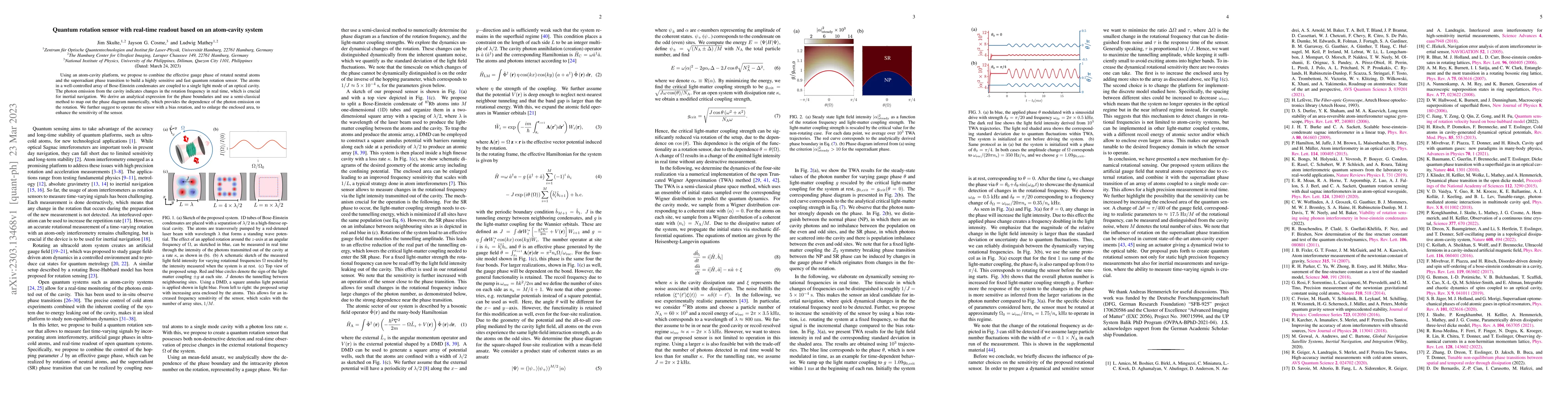 Thumbnail for Quantum rotation sensor with real-time readout based on an atom-cavity
  system