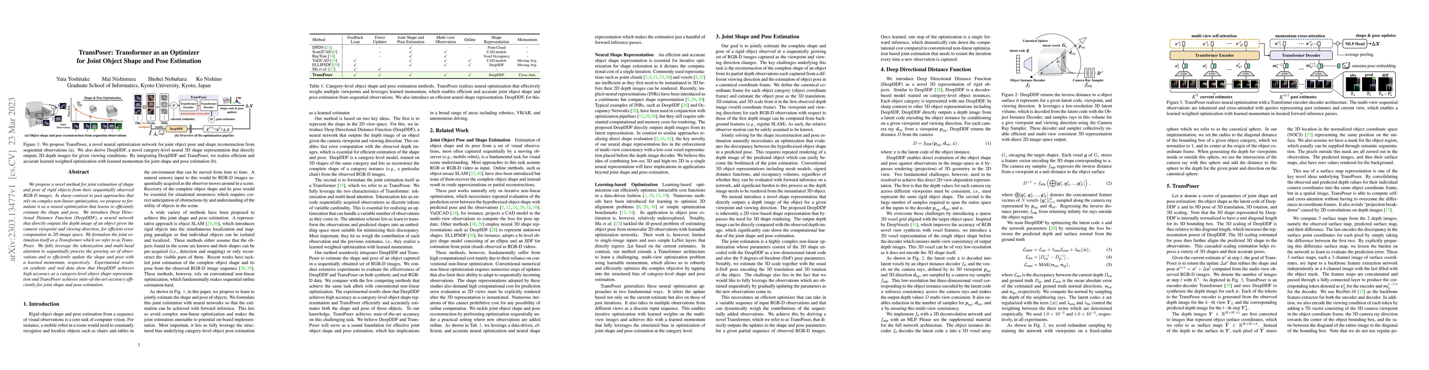 Thumbnail for TransPoser: Transformer as an Optimizer for Joint Object Shape and Pose
  Estimation