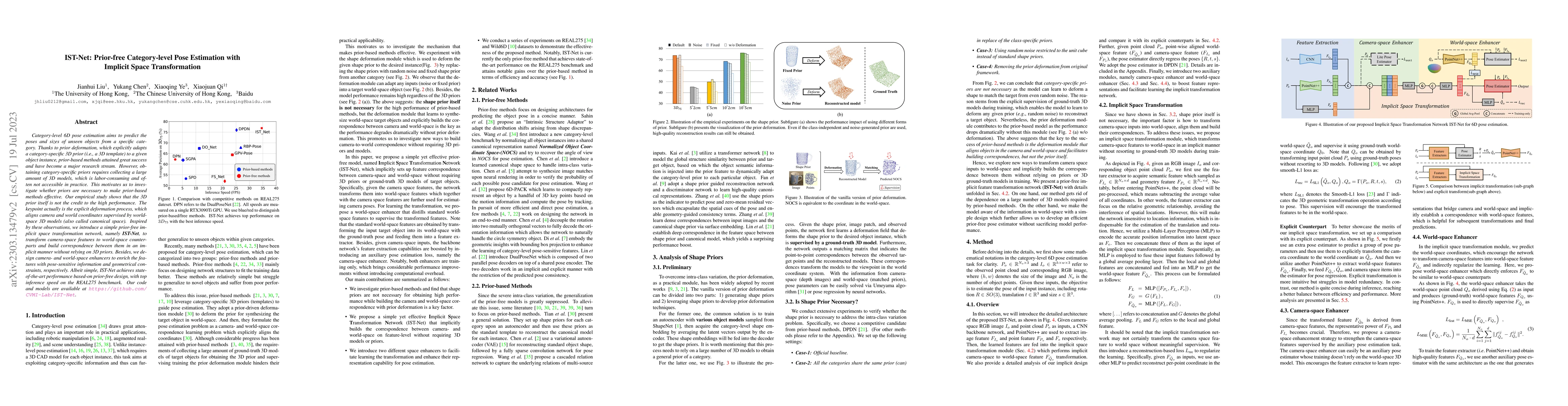 Thumbnail for IST-Net: Prior-free Category-level Pose Estimation with Implicit Space
  Transformation