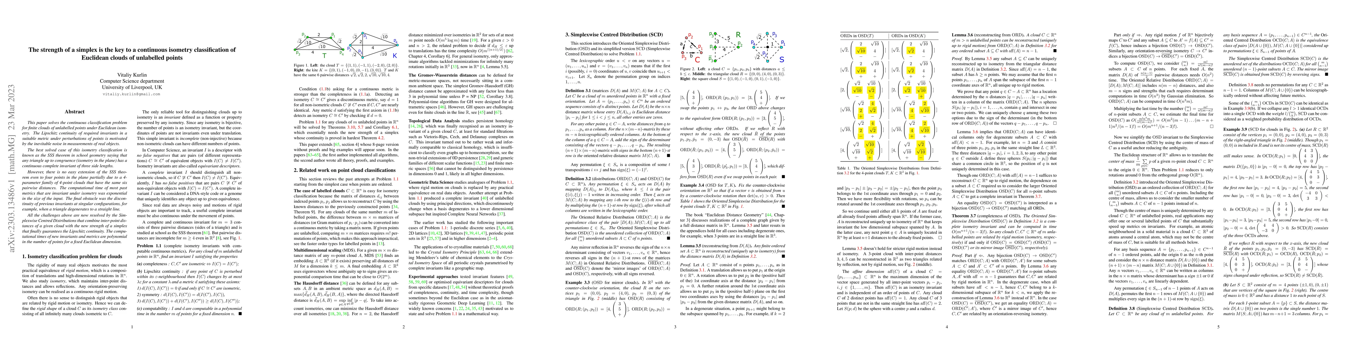 Thumbnail for The strength of a simplex is the key to a continuous isometry
  classification of Euclidean clouds of unlabelled points